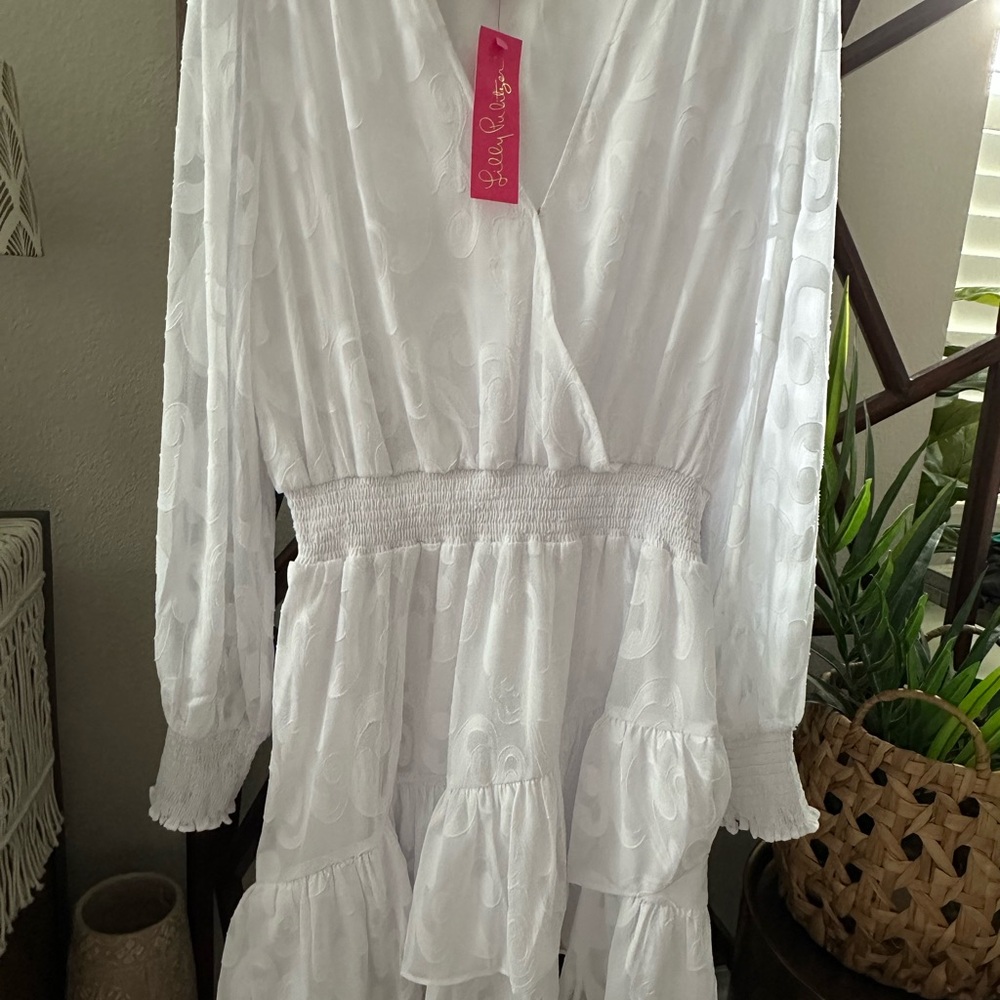 Lilly Pulitzer Christina Long Sleeve Dress, Resort White